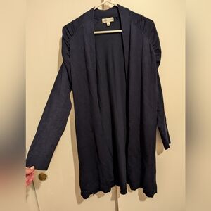 Neiman Marcus Navy Duster Cardigan Size Medium With Side Slits